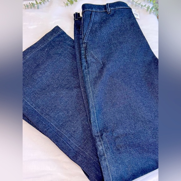 Ann Taylor Pants - New Ann Taylor The Trouser Denim High Rise Wide Leg Jeans Size 12T Dark Wash